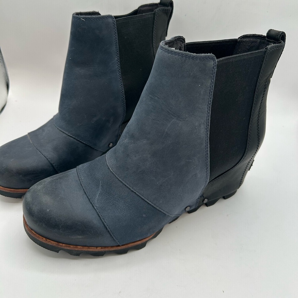Sorel Navy and Black Wedge Chelsea Ankle Boots - Picture 4 of 11
